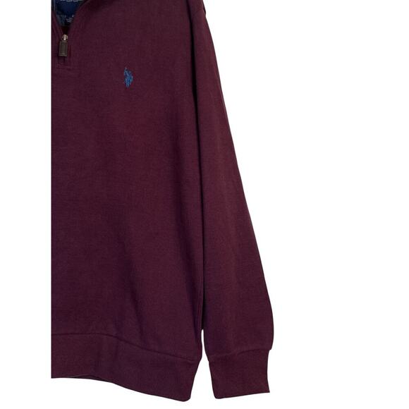 U.S. Polo Assn. Men's Quarter Zip Flatback Pullover Sweater Size XL Burgundy NWT - Picture 4 of 9